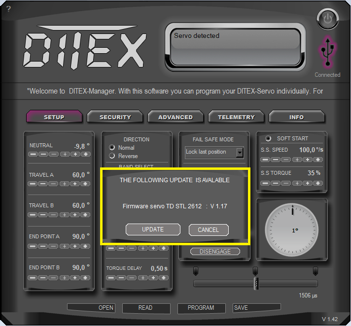 DITEX Manager: Servo update